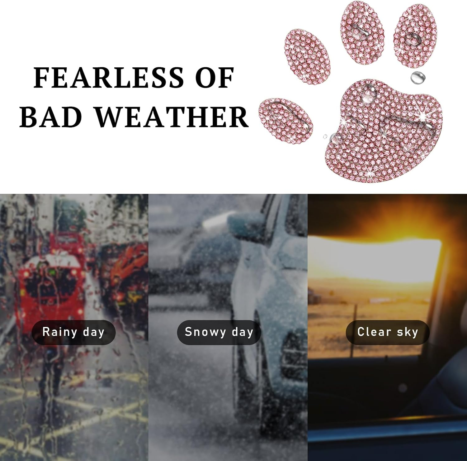 2 PCS Bling Dog Paw Sticker, Sparkly Crystal Rhinestone Paw Print Decals for Car, Cute Paw Sticker of Badge Bumper Luggage Laptop Emblem Decoration, Universal Car Accessories (Pink) image number 6