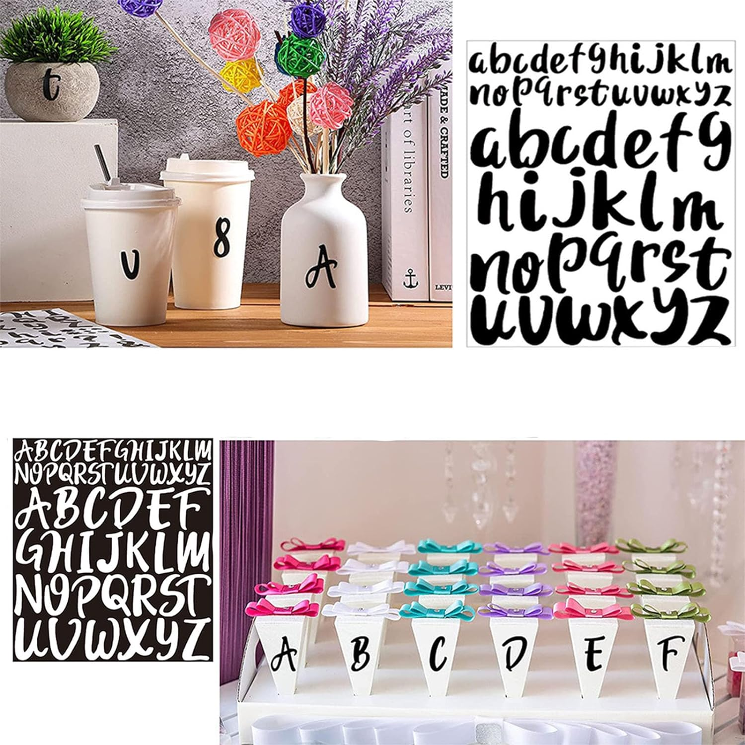 8 Sheets Vinyl Letters Stickers, 1 Inch 2 Inch Capital Alphabet Stickers Self Adhesive Letters Sticks for DIY Crafts Making，Decals for Signs Poster Mailbox Windows Car image number 1