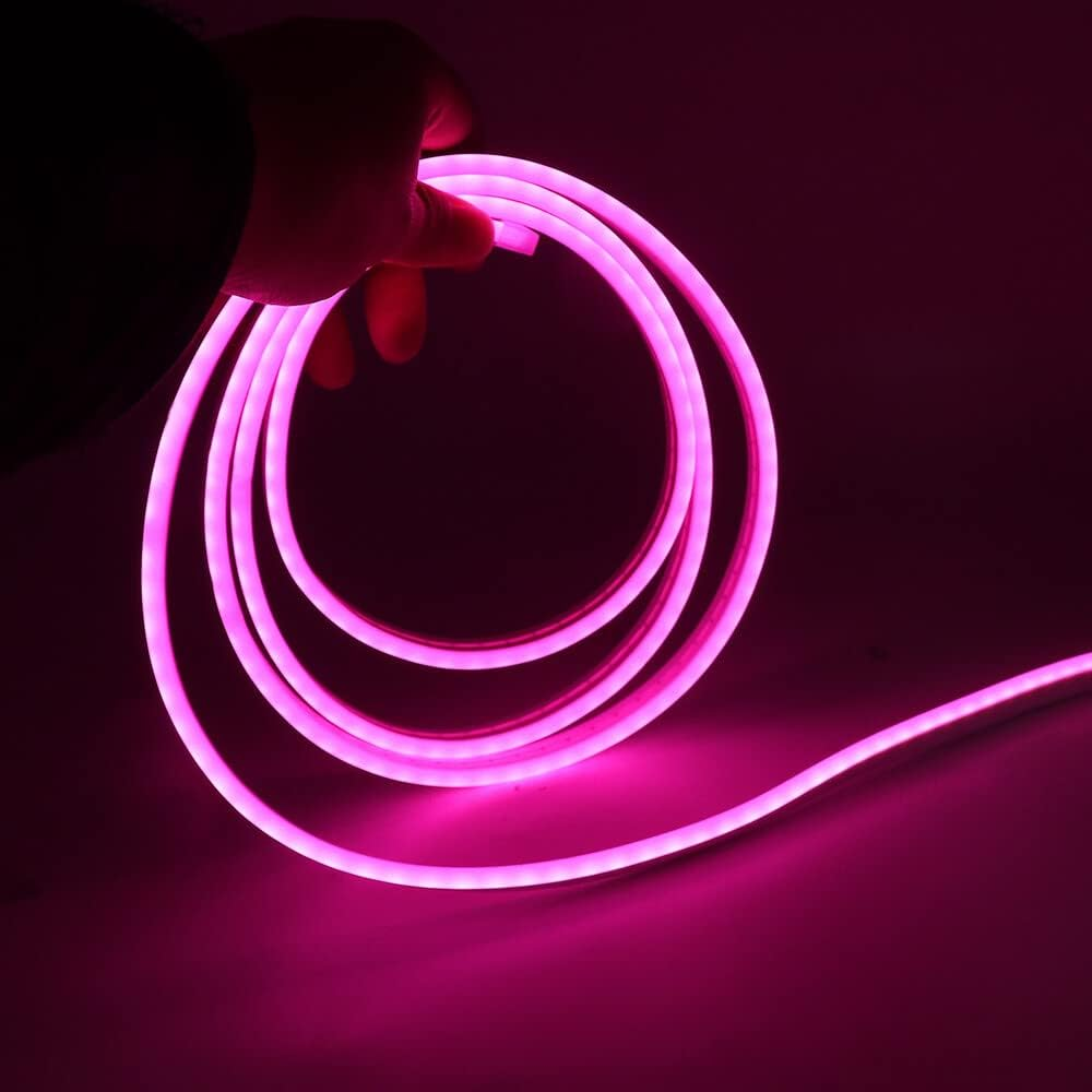 XUNATA 1M Pink LED Neon Light Strip with Switch, 5V USB Powered, Coloured PVC Tube Lights, IP65 Waterproof, Flexible, Cut to Size for DIY Home Commercial Decoration image number 5