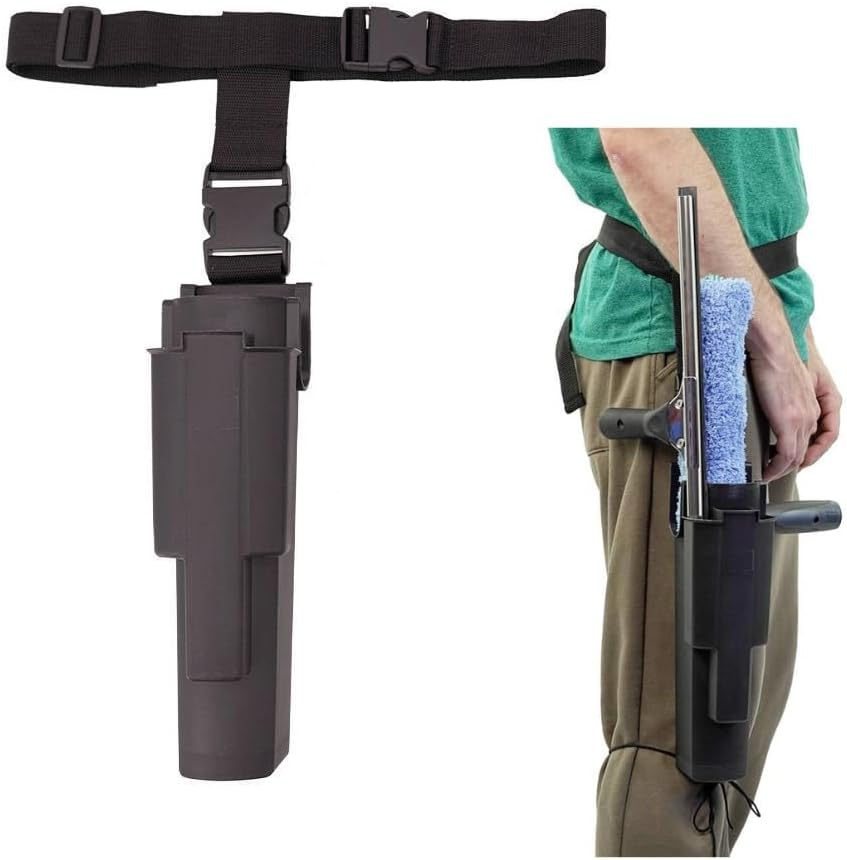 XERO Window Cleaning Holster and Belt- Detachable Side Bucket on a Belt Squeegee and Tool Holder for Home & Professional Cleaners-Fits up to Two 12-Inch Squeegees and One 18-Inch Squeegees- Blue