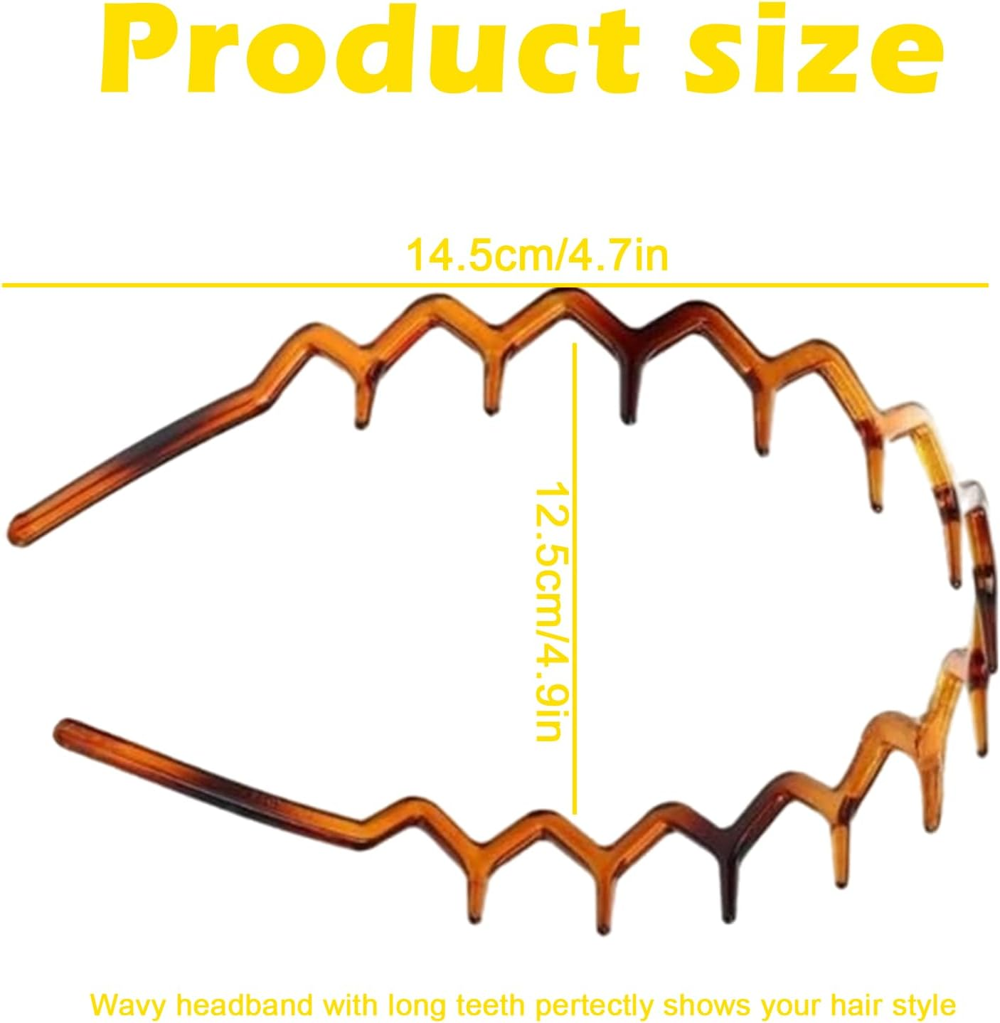 2Pcs Zig Zag Headband Set, Plastic Sharks Tooth Hair Comb, Non - Slip Cute Hair Bands for Women Girls, 3.8Cm Fashion Wave Comb Headbands for Outdoor Sports image number 5