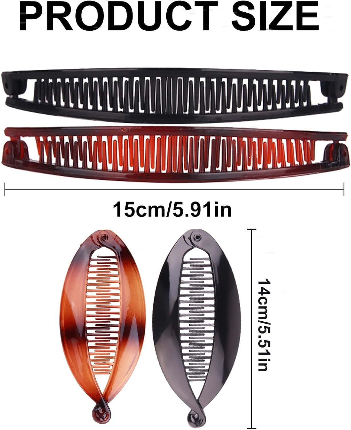 Pack of 4 Banana Clips, Retro Female Hair Accessory Hair Comb, Fishtail Hair Accessories, French Banana Clip Combs, Applicability, Suitable for Long, Curly or Straight Hair image number 2