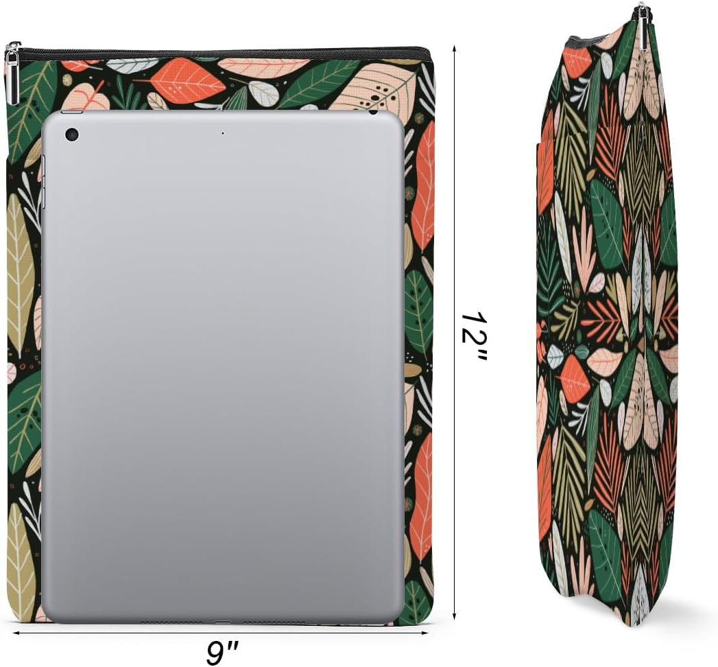 Jeilink Book Sleeve Book Protector Book Pouch Book Lovers Gifts Bookish Gifts Book Cover with Zipper for Hardcover Paperback Washable Leaves Printed Gift Bag for Women Mom Grandma Birthday, Bookcover