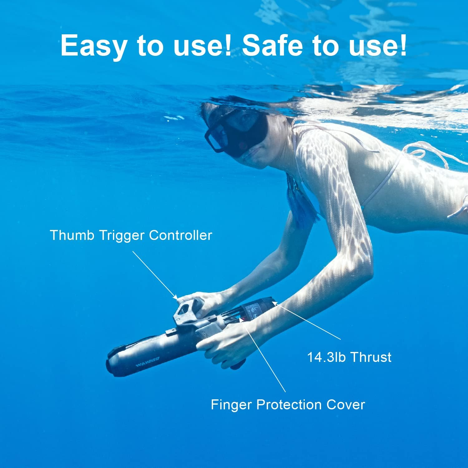 Waydoo Subnado Underwater Scooter, Thumb Controlling Sea Scooter for SUP Paddle Board, Suitable for Pool, Diving, and Snorkeling, Compact and Portable Water Scooter for Adults and Kids image number 6