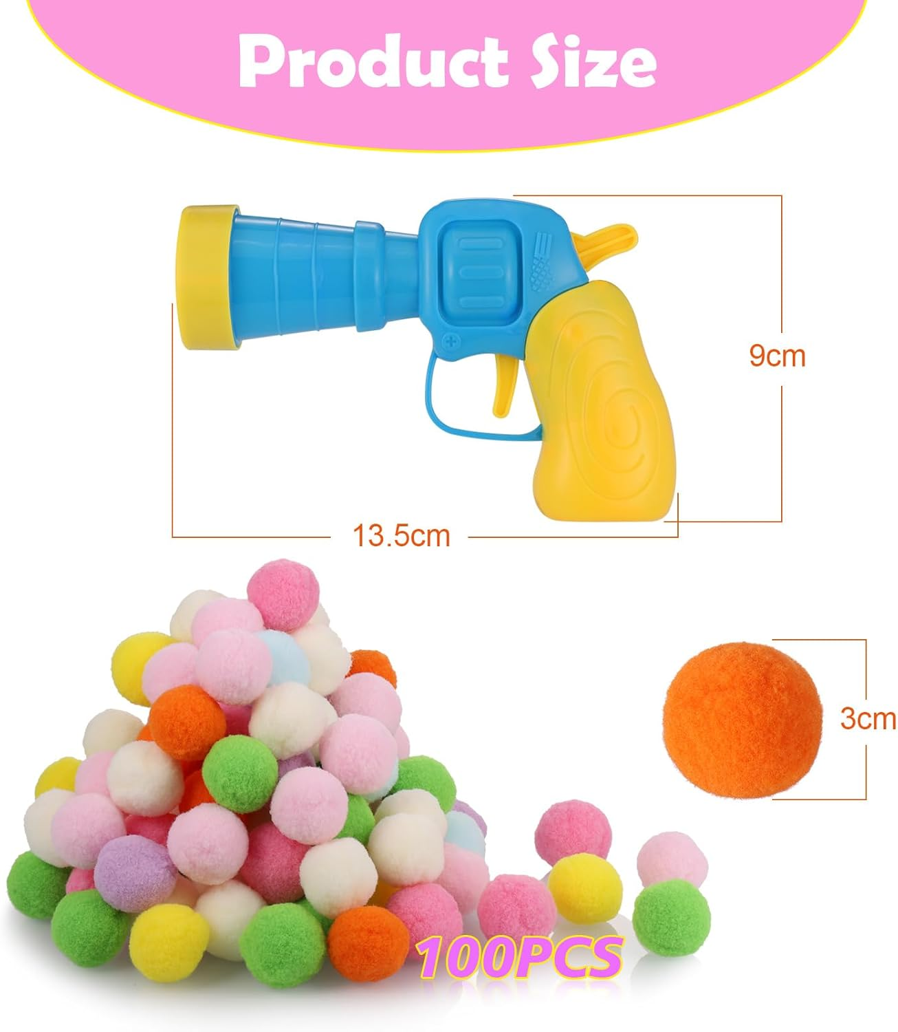 Zocipro Pack of 100 Cat Toy Ball Gun, Interactive Cat Toy with Plastic Start Tool, Interactive Toy for Cats Indoor, Cat Toy Ball (30 Mm) image number 3