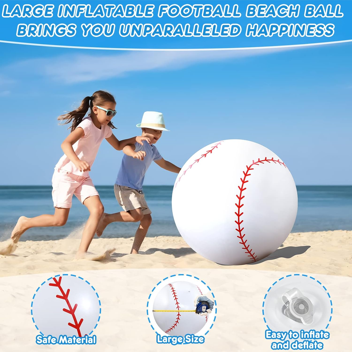 Meooeck 2 Pcs Giant Inflatable Beach Balls 40 Inch Large Baseball PVC Blow up Float Toys for Summer Beach Swimming Pool Party Favor Outdoor Activity Games