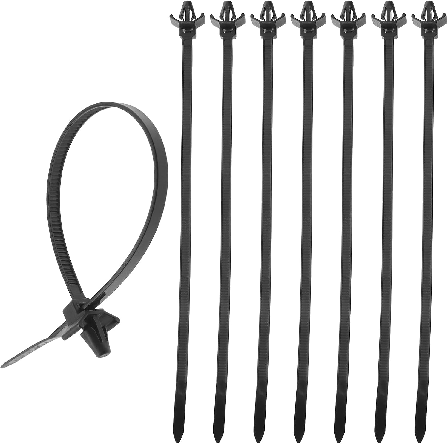 Emsea 100Pcs Push Mount Cable Ties Nylon Black 200X4.8Mm Fit Hole Diameter 4Mm-6Mm image number 2