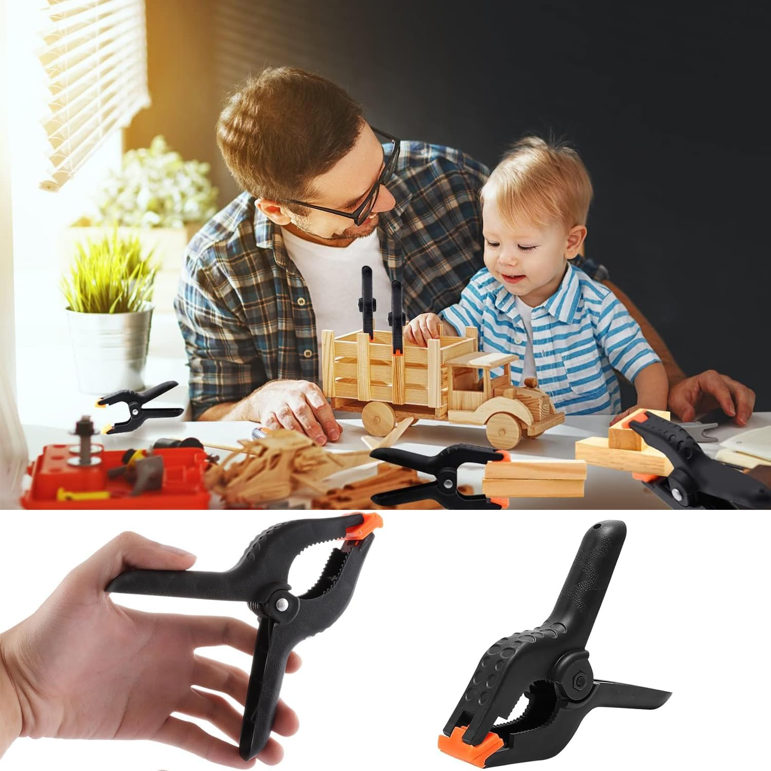 10 Pcs Spring Clamps, 4 Inch Heavy Duty Nylon Clips, Woodworking Tension Clamps, Plastic Grip for DIY Projects, Crafts, Photo Studios, Background(B) image number 3