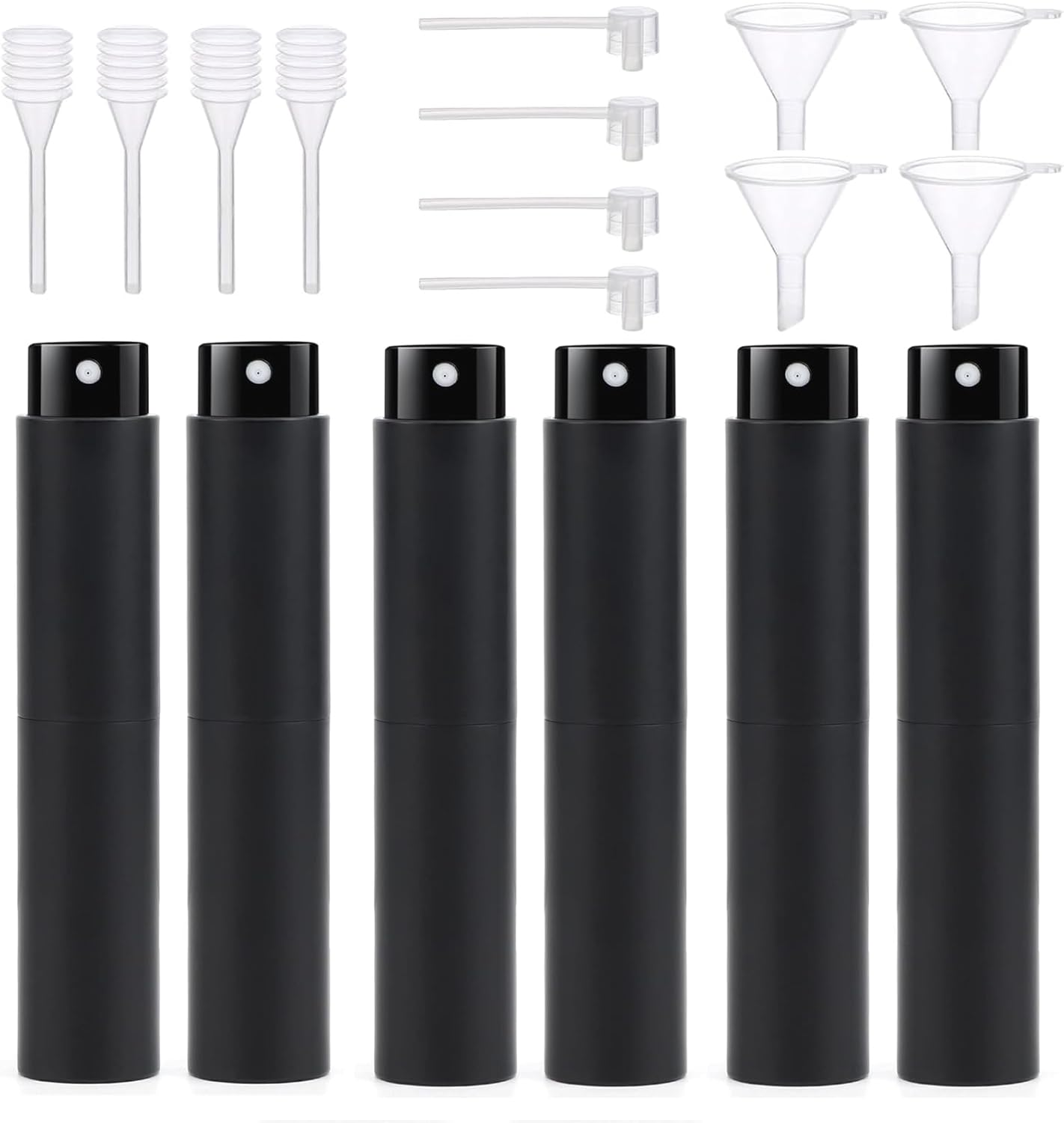 6Pcs Perfume Atomiser + 12 Pcs Accessories, 10Ml/Ea Travel Perfume Atomizer Refillable Spray Bottle, Pocket Perfume Dispenser, Empty Mini Size Spray Bottle, Leakproof Portable Perfume Sprayer (Black) image number 6