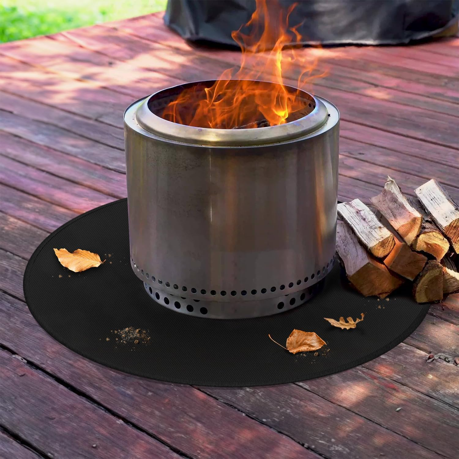 Fire Pit Mat, Camping Fireproof Mat, round Fireproof under Grill Mats for Outdoor Grill, Portable Camping Stove Mat for Solo Stove Accessories, Picnic Barbecue Mat for Solo Stove Bonfire (M, 61*61CM) image number 1