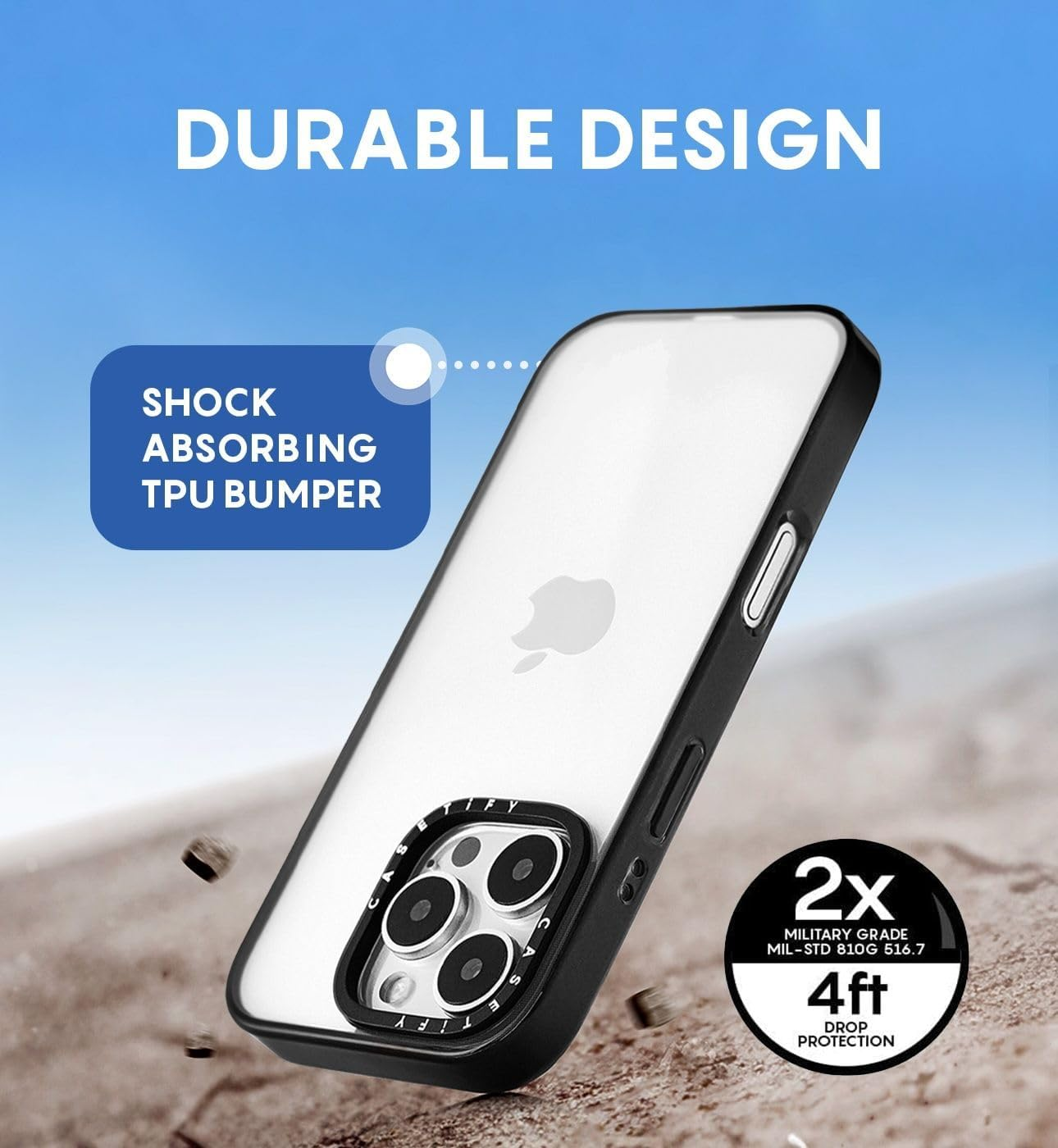 Casetify Compact Iphone 15 Pro Max Case [4 Ft. 2X Military Grade Drop Protection/Slim/Lightweight] - My Succulent Garden - Clear Black