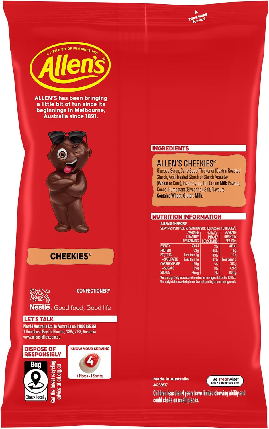 Allens Cheekies Lollies Bag 1.3 Kg image number 2