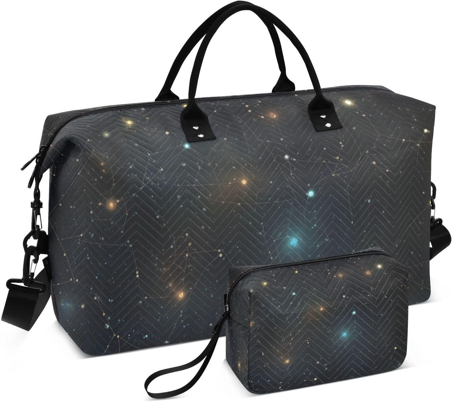 XYMZR Large Travel Duffel Bag, Nebula Galaxy Space Sports Tote Gym Bag, Shoulder Weekender Overnight Bag for Women Men, Carry on Luggage with Toiletry Bags, Multi-Colored, Multi-Colored image number 6