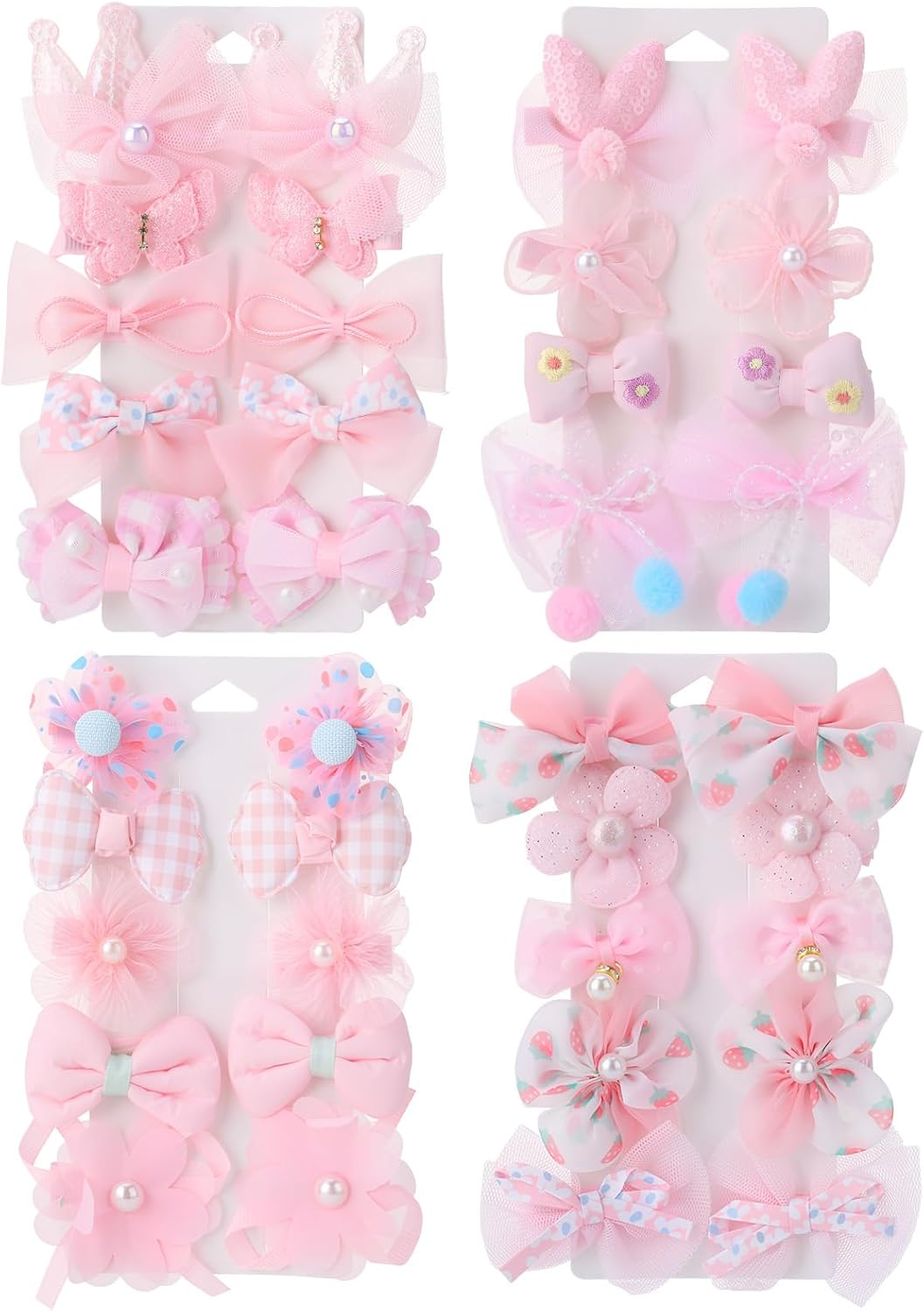 Dusaniyali Pack of 38 Flower Hair Clips Girls - Cute Hair Clips Set Baby Hair Bows with Flowers, Bows for Baby and Children, Pink Hair Accessories for Girls image number 1