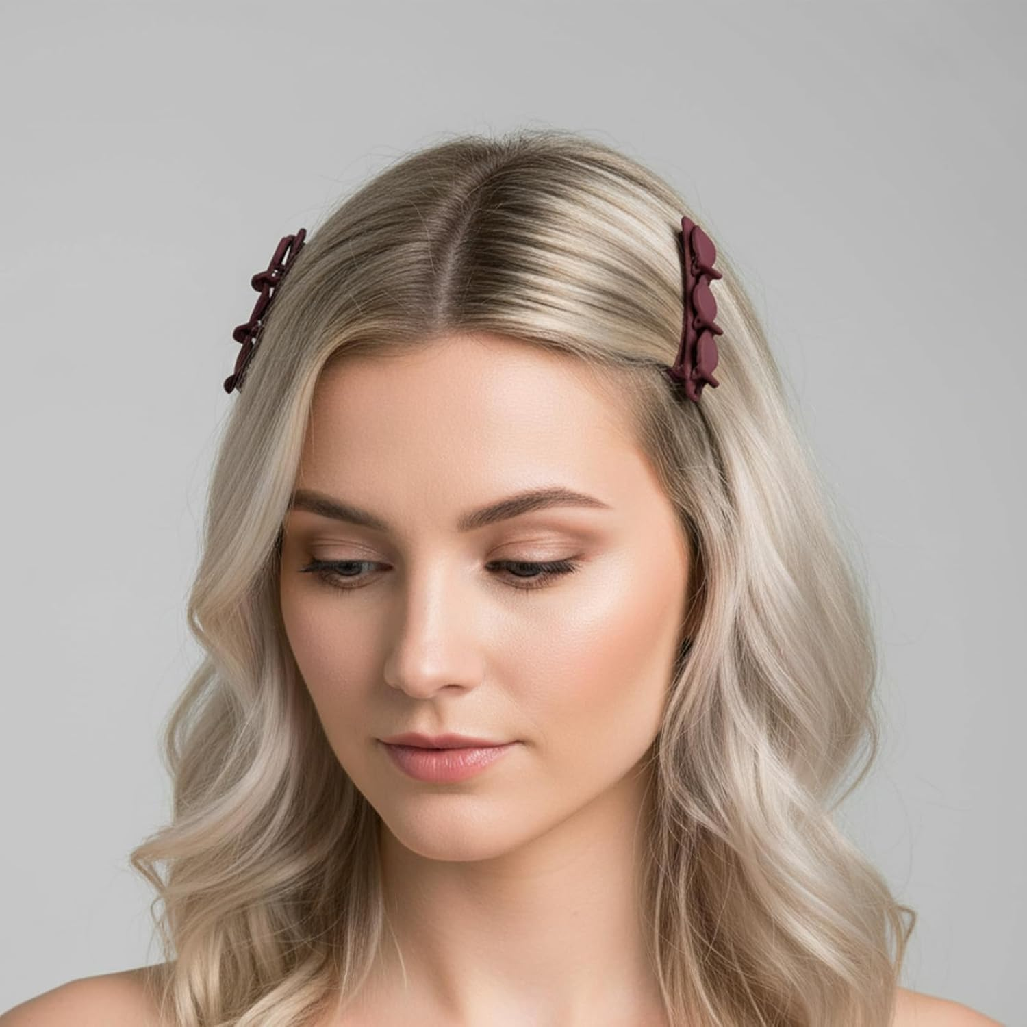 WATUNID Set of 2 Headband with Clips, 8 Pieces Colour Hair Pins, Headband Girls with Clips, Double Layer Hairstyle Aid for Girls Women, Hair Holder, Hair Accessories, Hair Band (Black and Red) image number 5