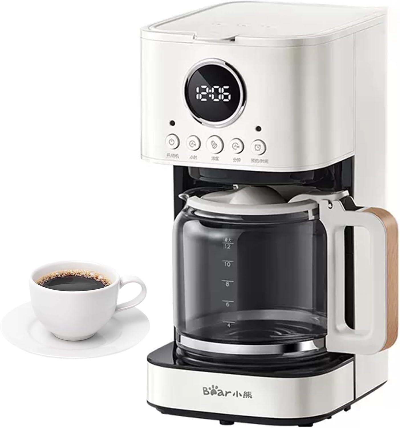 TECHBEAR Drip Coffee Maker Machine, 1.5L Programmable Coffee Machine with 24H Appointment, Regular & Strong Brew, Glass Carafe, Coffee Pot for Home, Office, Auto Shut off (CN Panel) image number 3