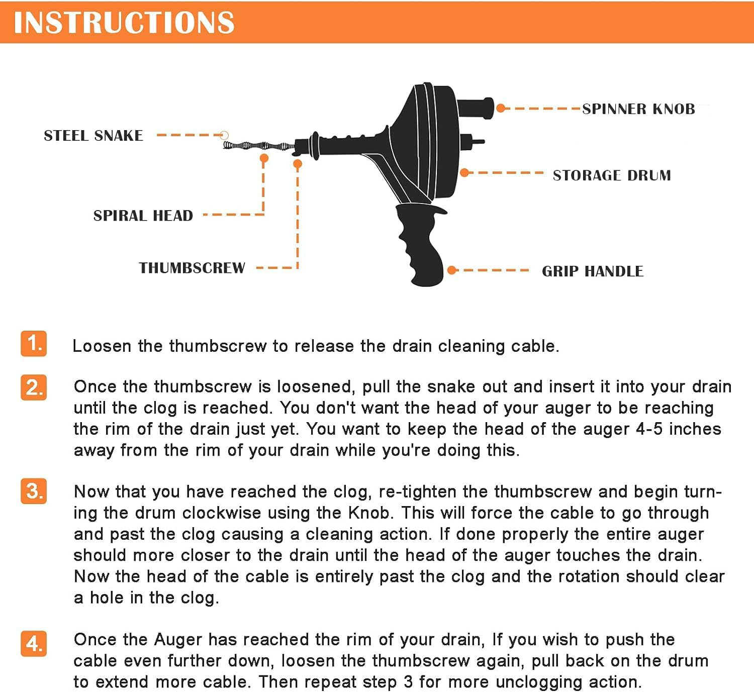 BACOENG Pipe Cleaning Spiral [7.5 M], Drain Cleaner Spiral for Pipe Cleaning, Drain Cleaning with Drain Spiral to Remove Hair and Blockage - Fits Almost All Drains image number 6