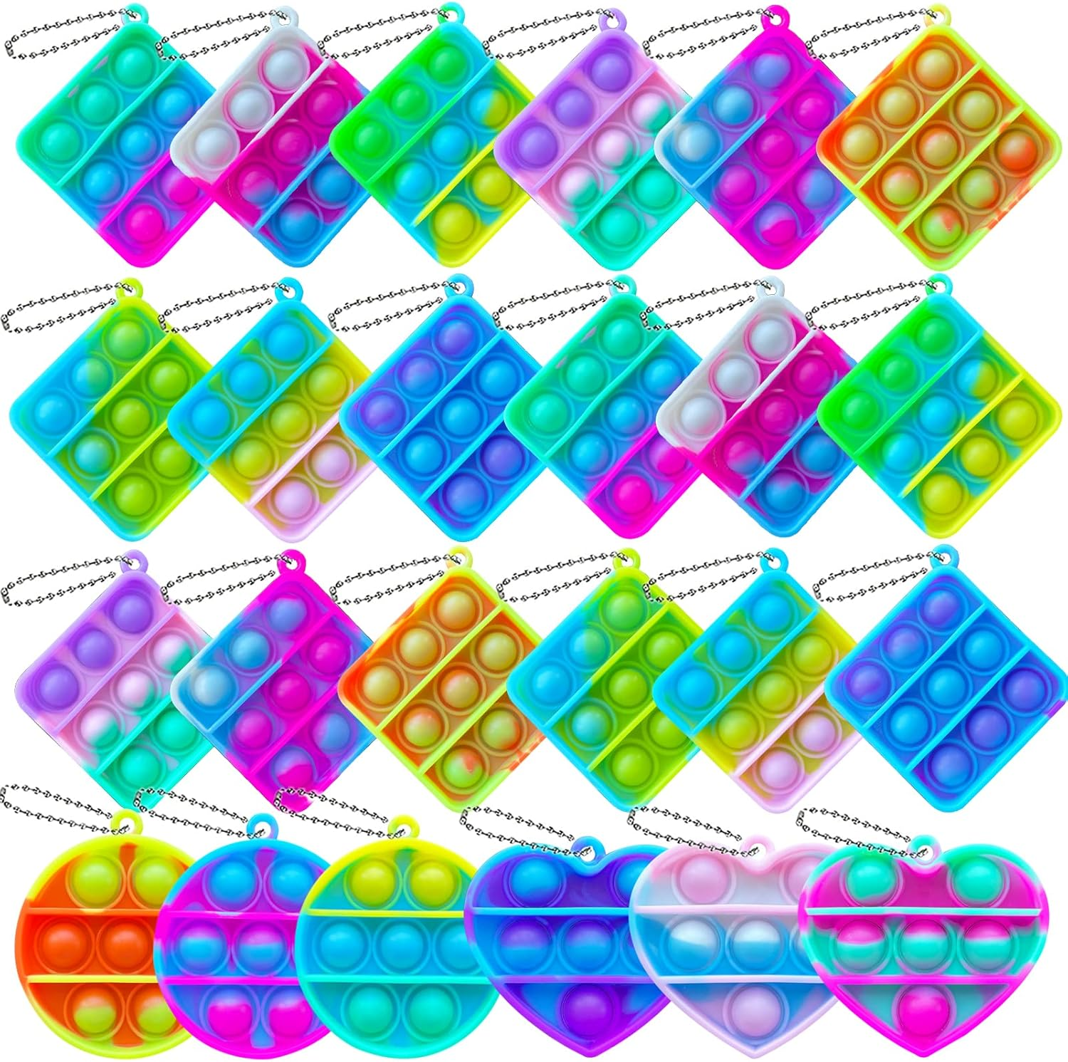 24 Pcs Mini Push Pop Bubble Fidget Toy, Simple Fidget Toy, Keychain Bubble Pop Desk Toy, Decompression Toys Suitable for All Ages (24 PCS) image number 6