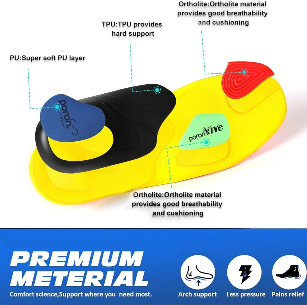 Plantar Fasciitis Insoles Men Women- 220+ Lbs Orthotic Insoles High Arch Support Insoles with Comfort Cushion Orthotic Pain Relief Insoles for Flat Feet Shoe Insole, Absorb Shock with Ever image number 1