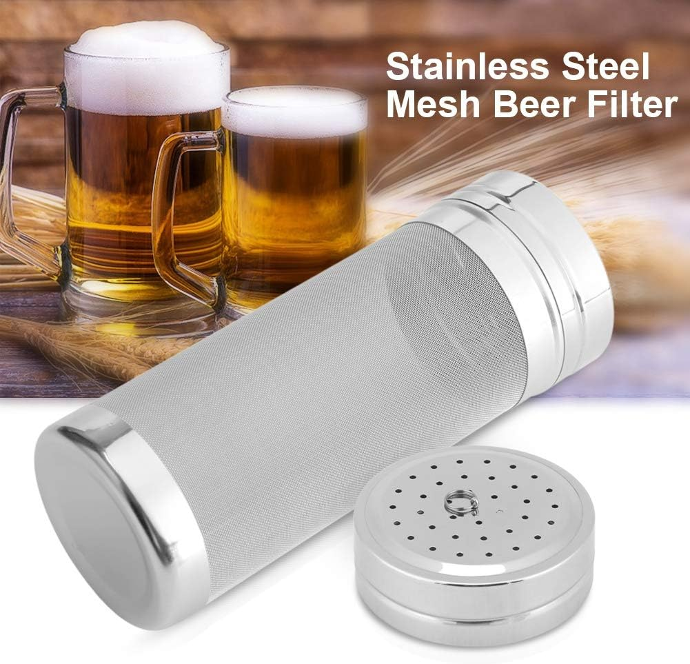 Stainless Steel Mesh Beer Filter, 300 Micron Homebrew Hops Tea Kettle Brew Filter Reusable Beer Dry Hopper Filter for Milk Cold Brew Wine Coffee Grain 2.75 X 7.08Inch