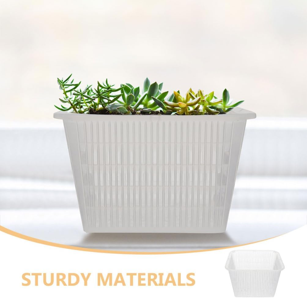 Kisangel 4Pcs Hydroponic Mesh Plant Basket Plastic Aquatic Pots Planting Net Pots for Balcony Garden,Transparent - Black image number 6