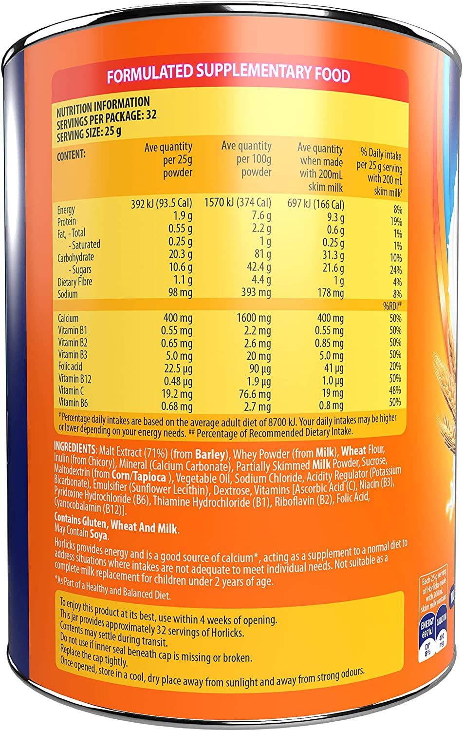 Horlicks Malted Milk Nutritious Drink Tin, Blue, Large, 800 G