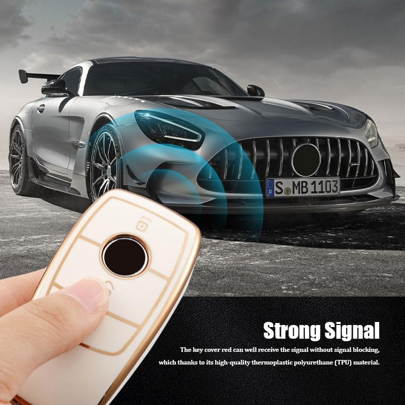 Key Cover for Mercedes Benz, Soft TPU Car Key Cover Protective Shell, Compatible with A-Class, C-Class, GLC, GLE, SLC, SLS Models (Black)