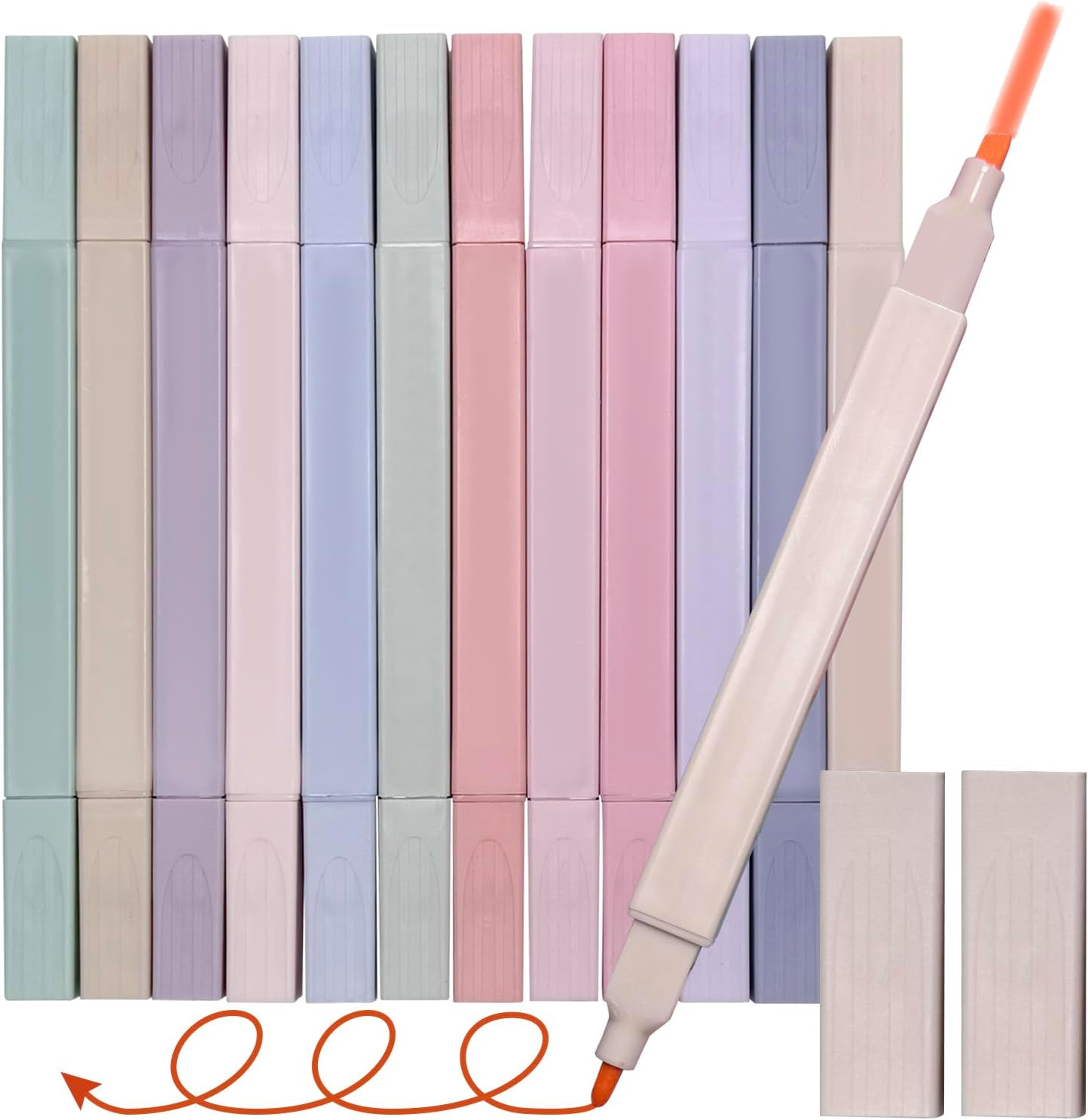 Sonicefit 12PCS Aesthetic Highlighters, No Bleed Bible Pastel Highlighter Set, Assorted Colors Highlighters Markers, Dual Tip Bible Planner Pens School Supplies, Quick Dry Book Annotating Highlighters image number 5