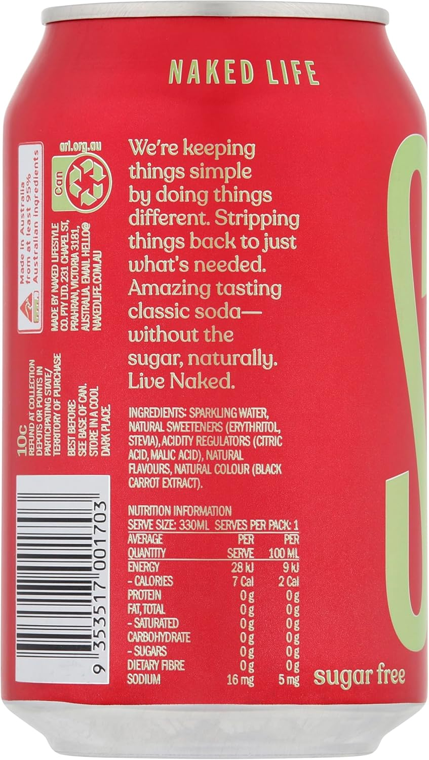 Naked Life Raspberry 330Ml X 12