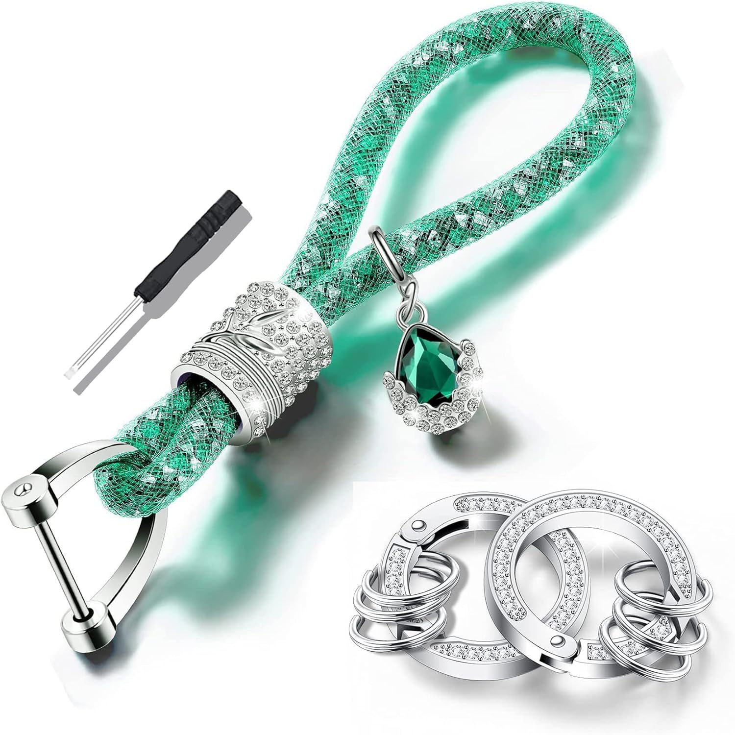 Crystal Car Key Chain for Women, Key Chain Accessories with Bling Rhinestones, Crystal Car Key Ring for All Car Keys