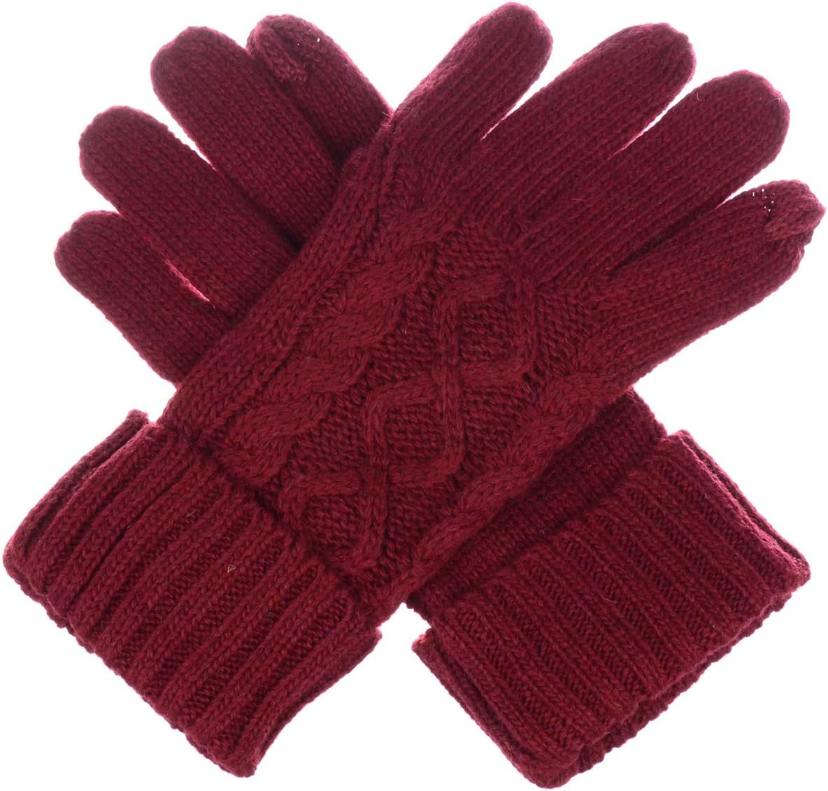 Womens Winter Cable Knit Texting Gloves for All Touchscreen Devices Smartphone Tablet