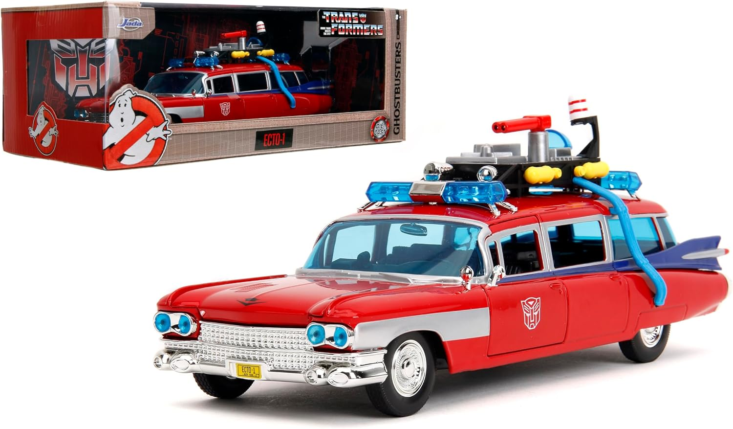 Jada Toys 1:24 Scale Hollywood Rides Ghostbusters ECTO-1 + Optimus Prime Mash-Up Diecast Vehicle image number 1