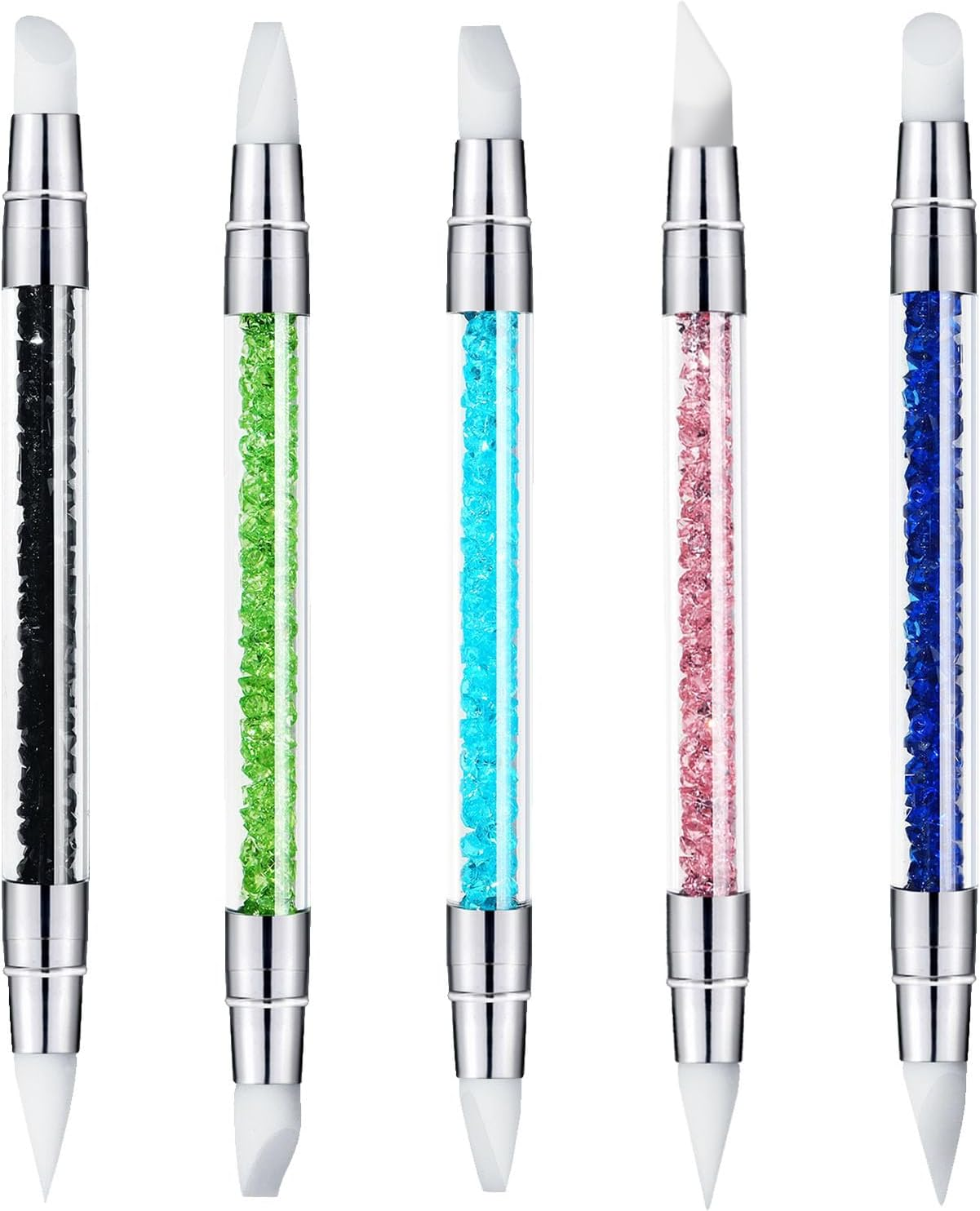 Two Head Manicure Carving Pen,Silicone Brush,Rhinestone Nail Polish Carving Pen,For Shaping 3D Effect