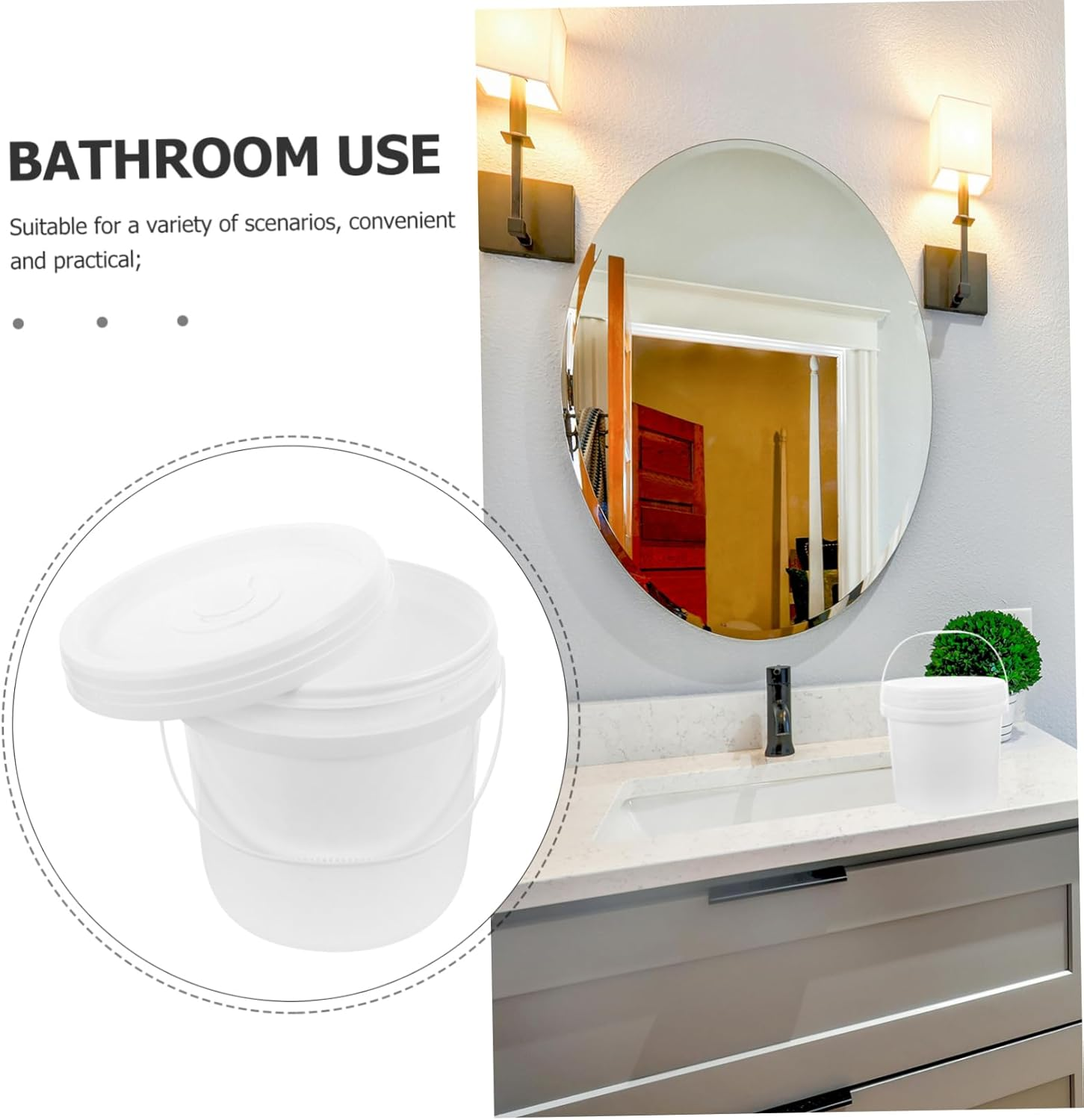 TIDTALEO Refillable Wet Wipes Dispenser Bucket 5L round Wipe Container Lid for Baby and Car Use Reusable Plastic Holder image number 4