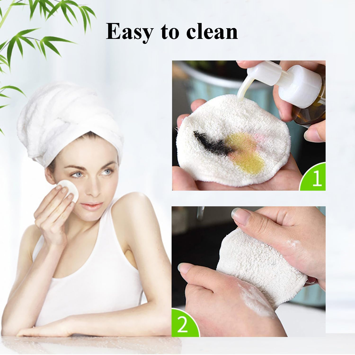 30 Pcs Reusable Cotton Rounds - Natural Fiber Makeup Remover Pads for Face & Travel - Washable, Reusable Facial Cleansing Wipes Suitable for All Skin Types (Multicolor) image number 5