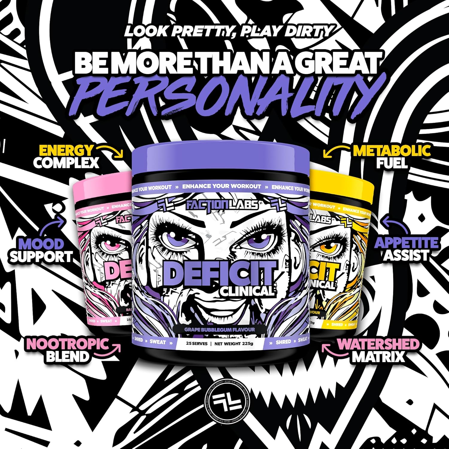 Faction Labs Deficit Clinical - 25 Serves / 200G - Grape Bubblegum image number 2