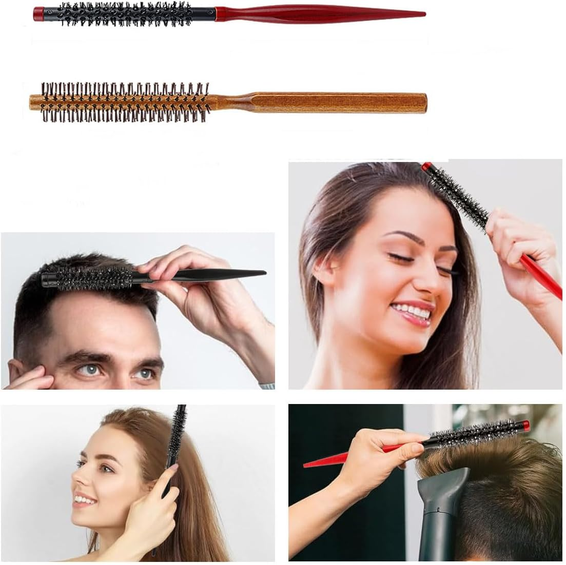 2Pcs Roller Hair Combs,Round Hair Styling Brush Curling Hair Brush for Women and Menfor Thin Hair,Bangs,Beard,Lifting,Curlingsmall round Brush for Blow Drying and Curling