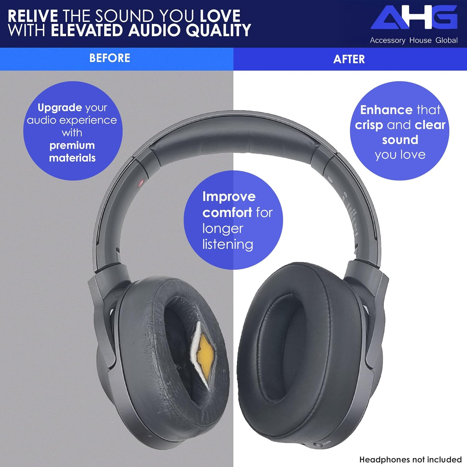 Replacement Ear Pads Compatible with Sony WH-H900N H.Ear on 2 and Sony H.Ear on MDR-100ABN Headphones (Black) image number 2