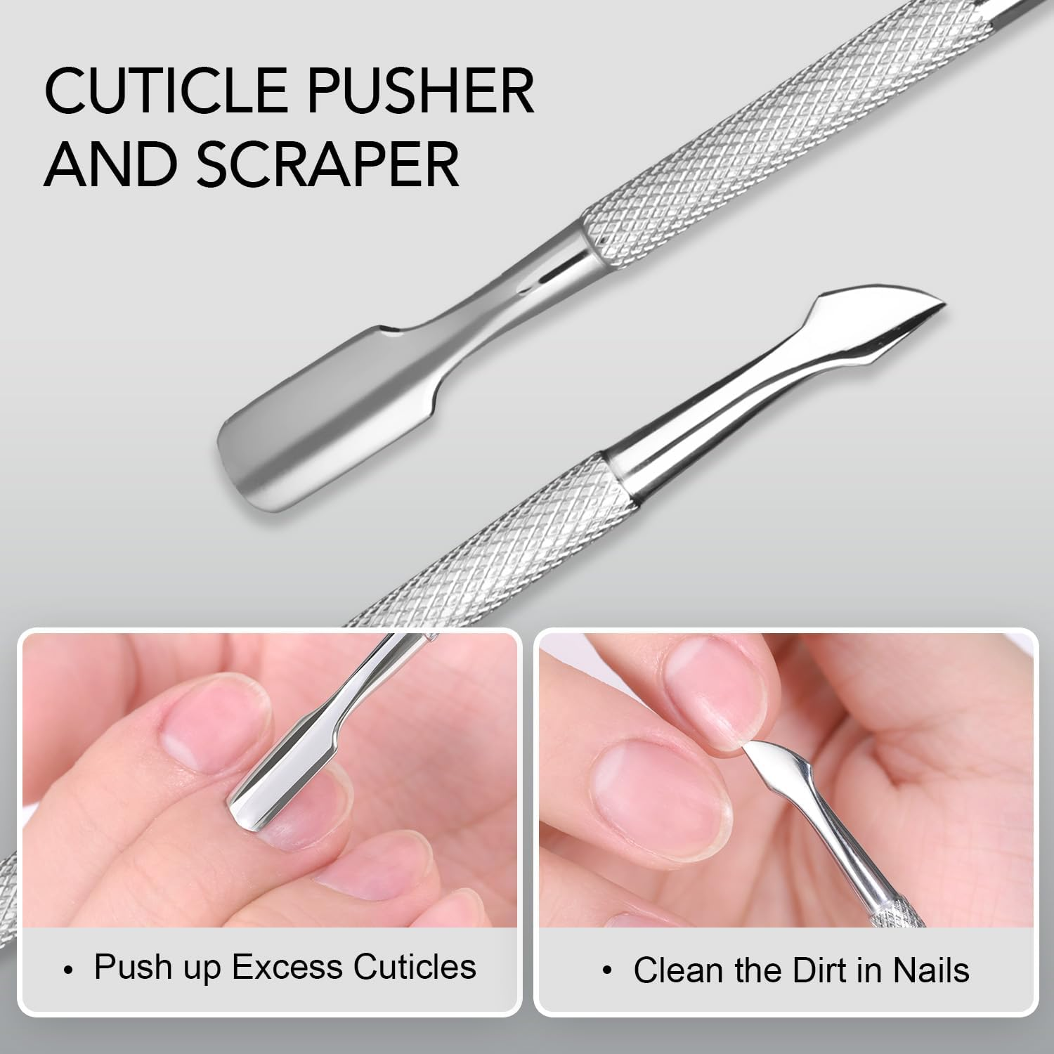 GAOY 3-In-1 Cuticle Remover Kit, Professional Cuticle Trimmer, Pusher and Sharp Nippers, Stainless Steel Manicure Tools for Nail Care image number 1