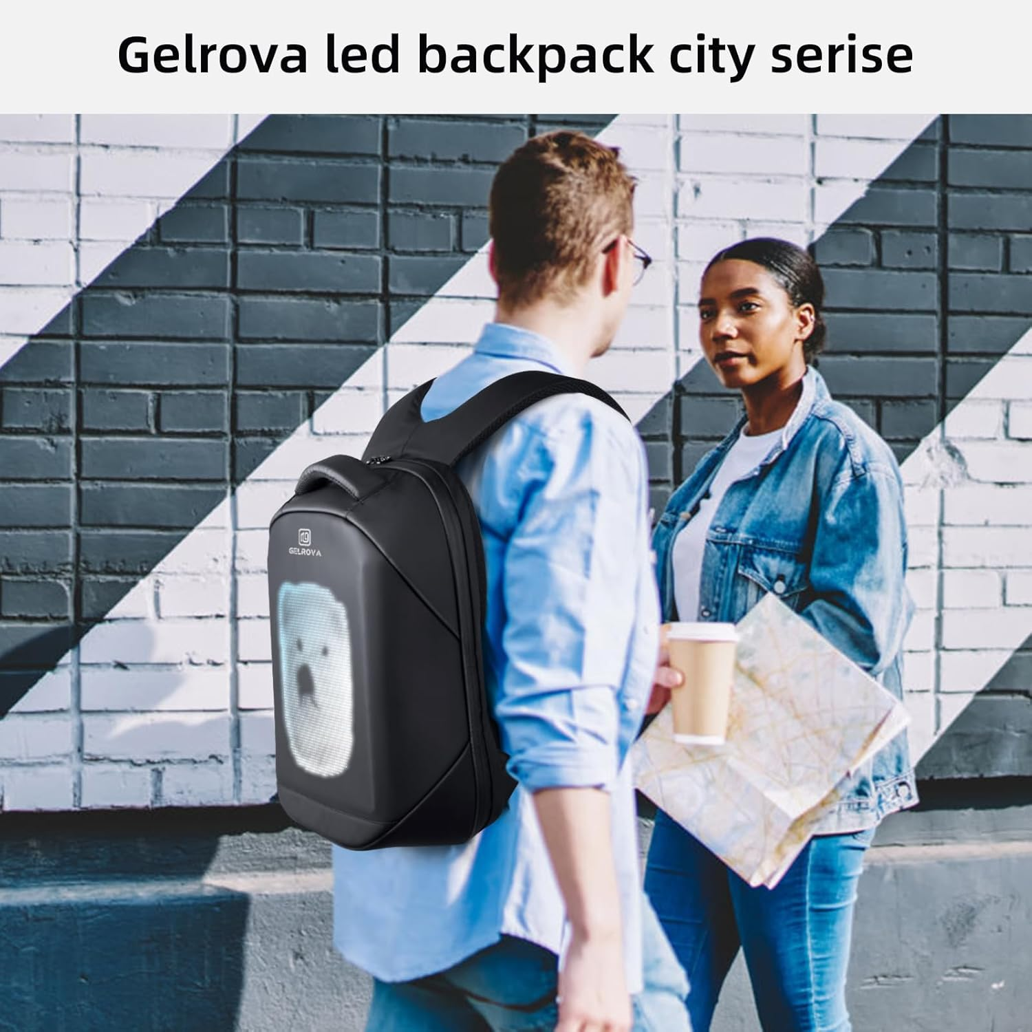 Gelrova LED Backpack with App Control City Serise, Cool DIY Pixel Art Animation Fashion Programming Laptop Backpack image number 3