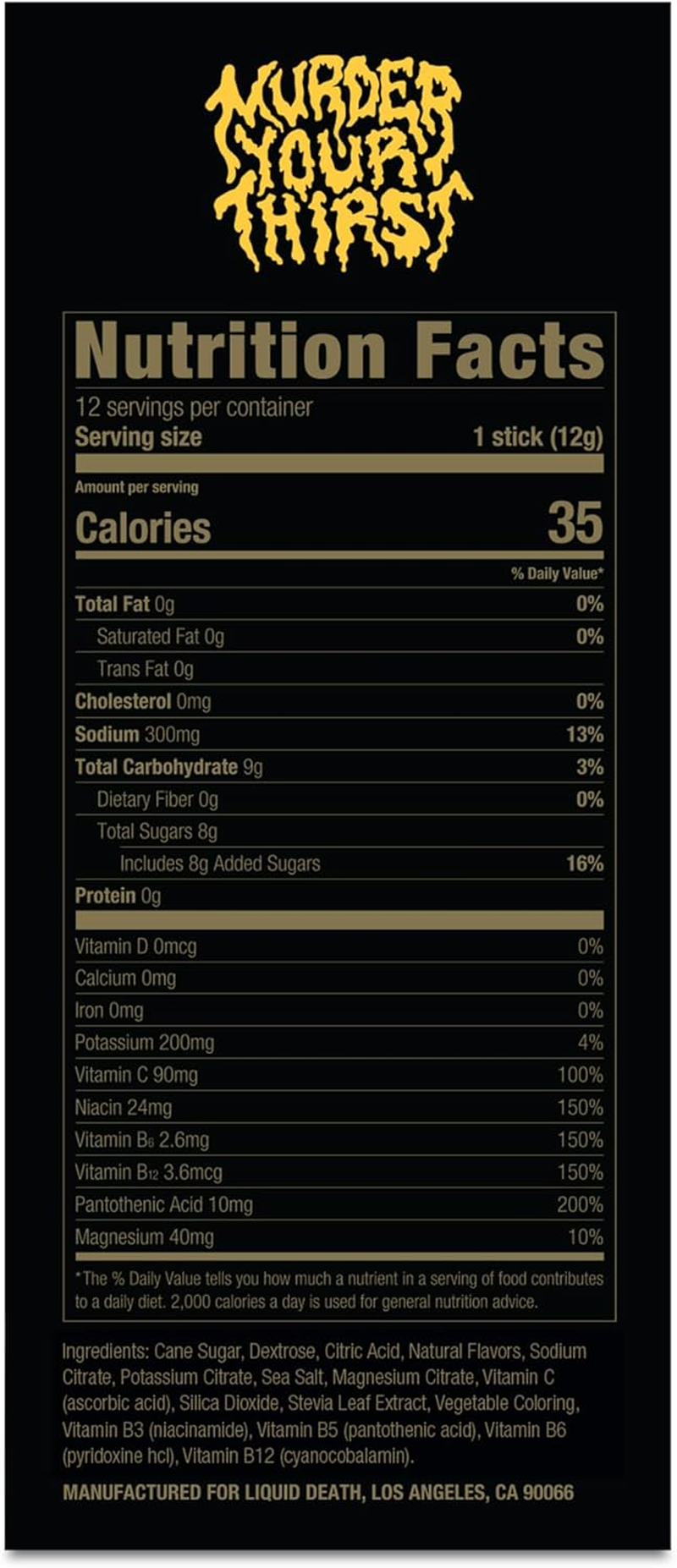 Liquid Death Electrolyte Death Dust - Mango Flavored Hydration Powder Packets - Mango Chainsaw - 12-Stick Pack - Electrolyte Replacement image number 6