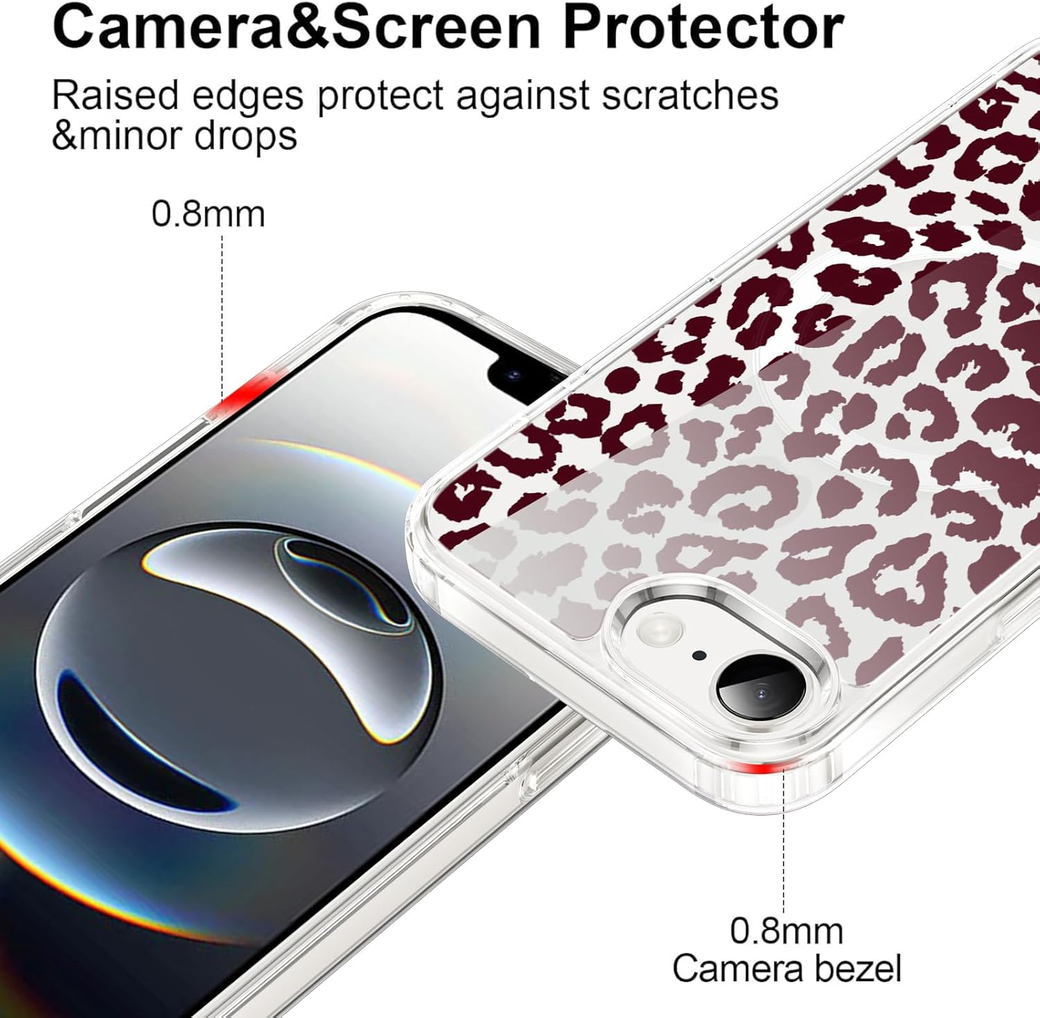 Saqmkil Magnetic Mobile Phone Case for Iphone 16E/Se 4/SE 2025 6.1 Inch Case, Compatible with Magsafe, Transparent Aesthetic Pattern Leopard Girl Case, Soft Silicone TPU Shockproof Protective Cover image number 4
