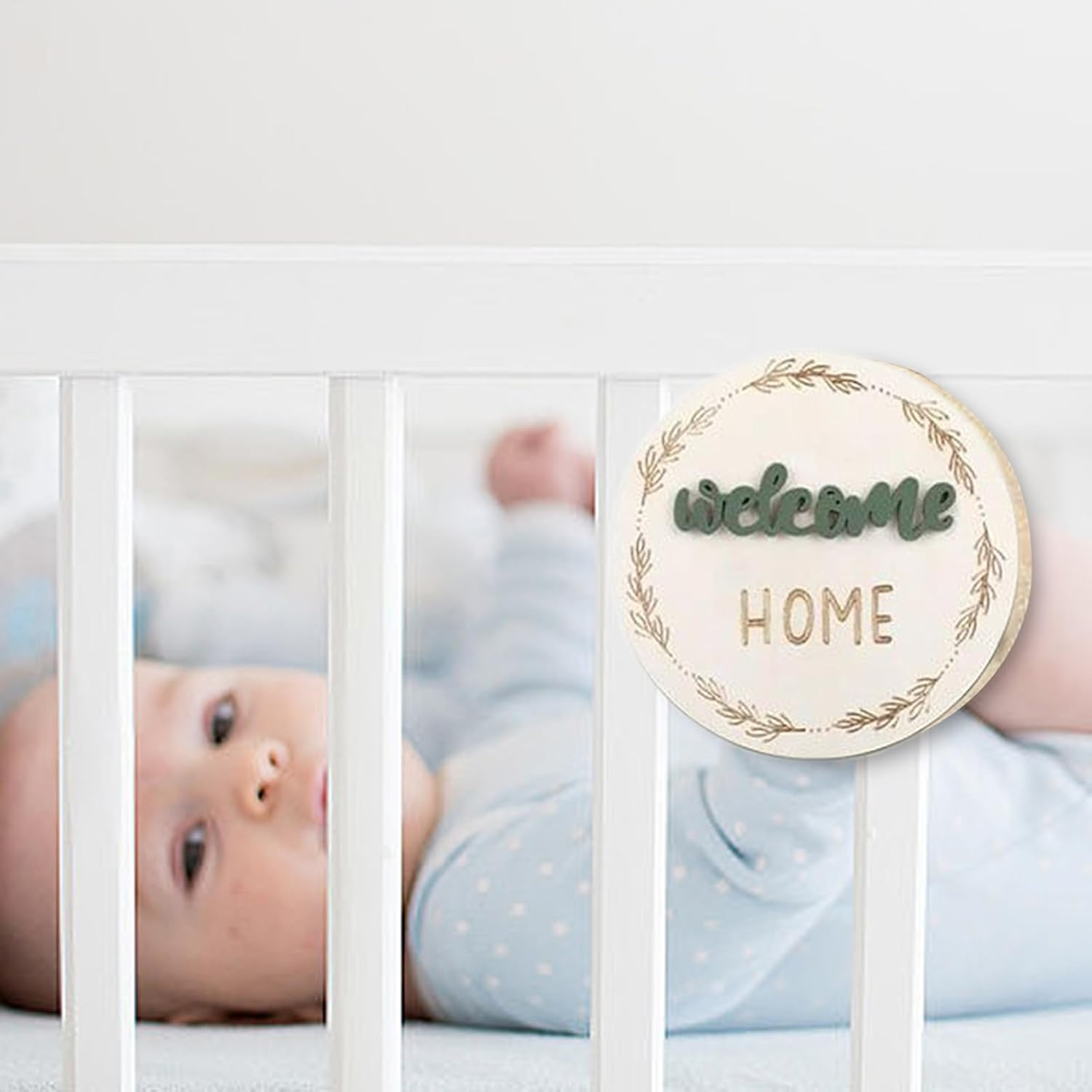 Baby Growth Signs &ndash; 3D Photo Announcement Disc 7 Pieces | Decorative Wooden Baby Growth Cards Home Decoration Reusable