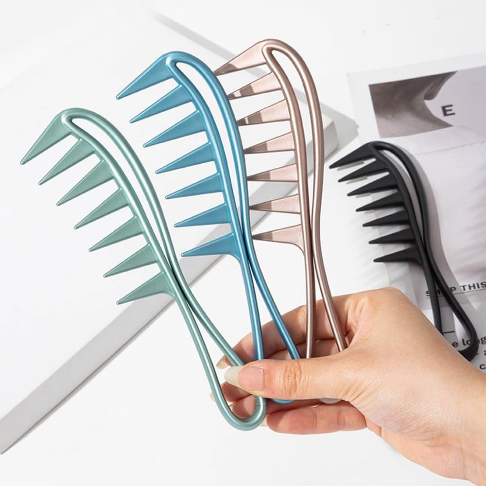 Visxcnu Pack of 5 Wide Teeth Combs Salon Large Combs Comb with Wide Teeth for Curly Hair Afro Comb Curling Comb Hairdressing for Detangling Hair Shower Comb Hairstyle Tool for Hairdressing Salon image number 4