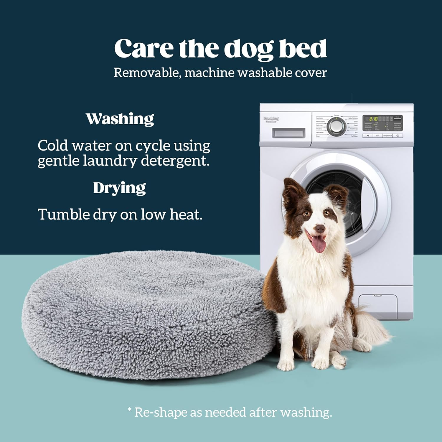 Stoutwool Chew Proof Dog Bed - round Chew Resistant Dog Bed - Fluffy Pillow Bed for Aggressive Chewers - Durable - Washable - Ideal for Large Breeds - 91Cm, Charcoal image number 1