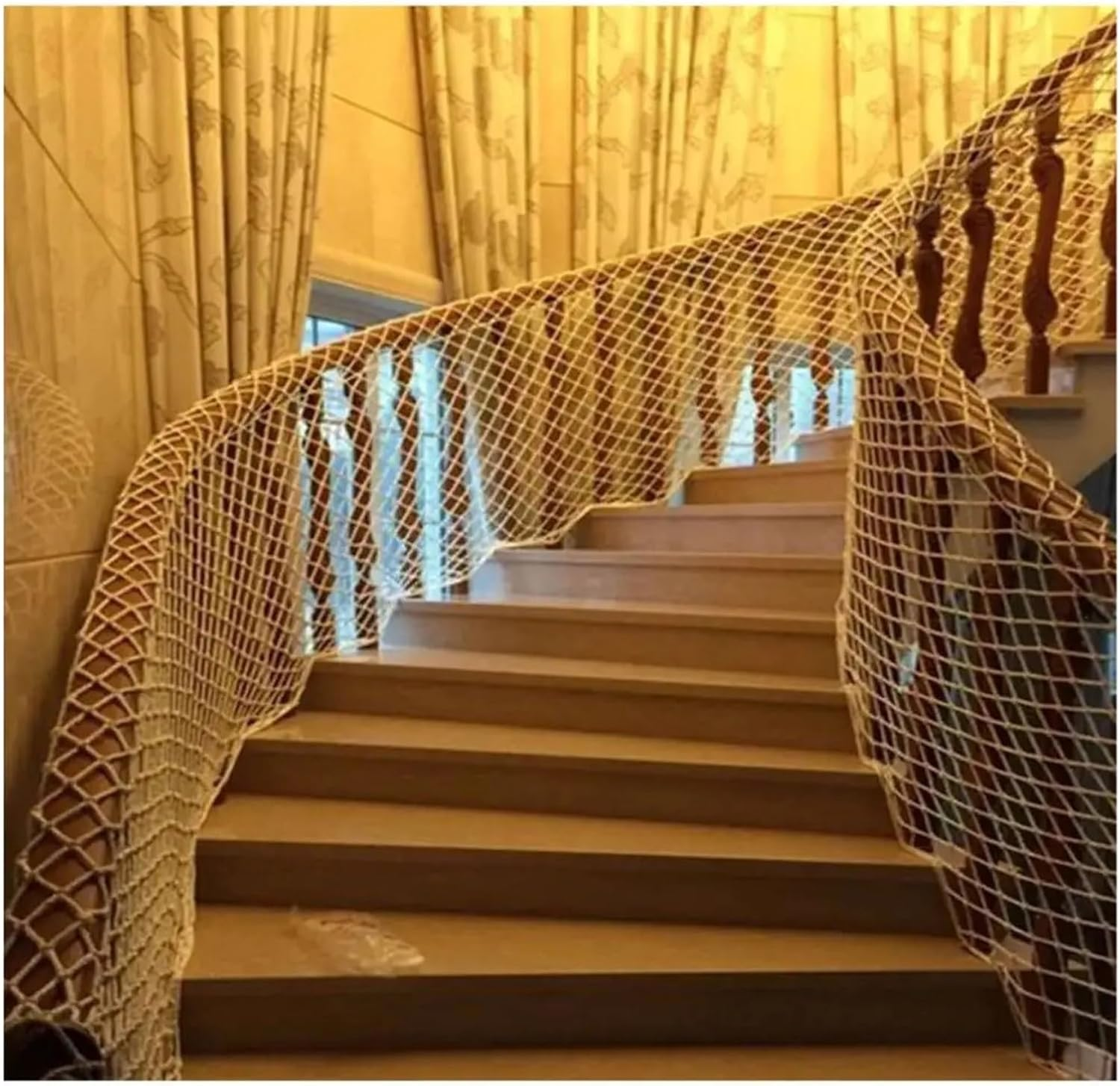 Zqnaznfdegarden Netting, Bird Netting, Children Safety Netting Building against Falling Net Balcony Window Stairs Safe Deck Fence White Nylon Protection Cat Dog(1Mx10M,Dia 6MM Grid10X10Cm) image number 5