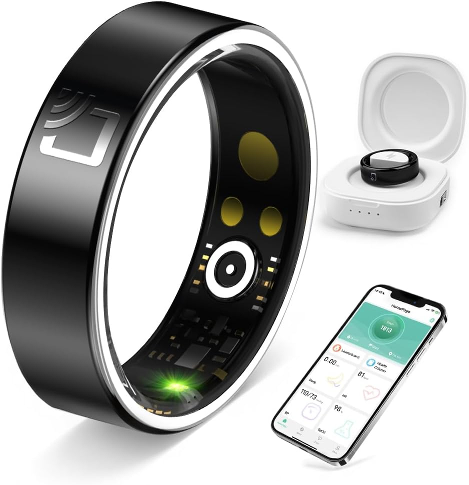 Ceramic Smart Ring | Sleep Exercise Monitor | Health Management | 5-7 Days of Battery Life | Magnetic Charging Case | 8 Sports Modes | 5ATM Waterproof | Android 5.1 & Ios 8.0 | Men & Women (10) image number 1