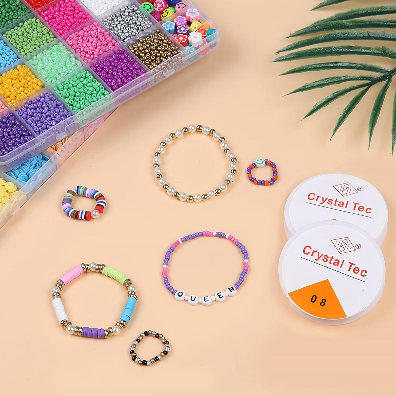 14600PCS Bracelet Making Kit for Girls and Adults, Beads for Kids Jewelry Making Bracelet Making Kit as Girls Birthday Gift Age 6-8 Years Old DIY Art Craft Kit for Girls Toy Gifts image number 2