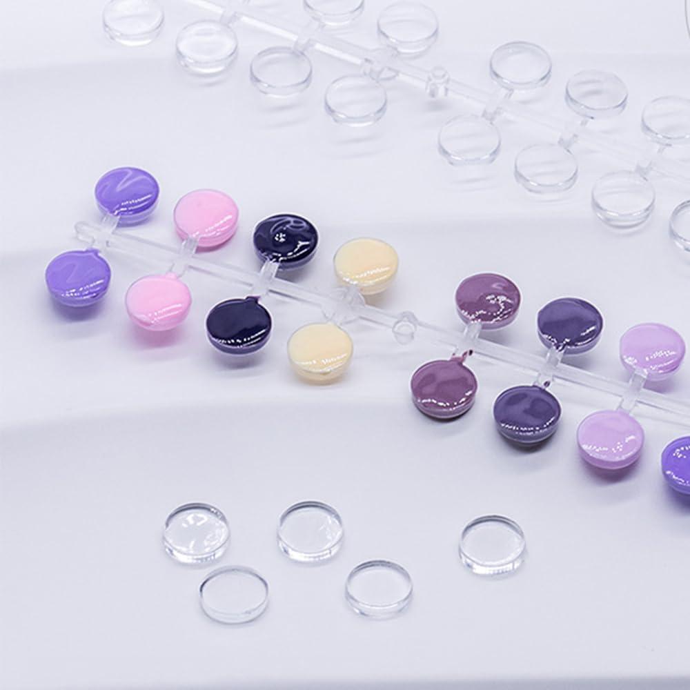 Lymizhuo 120Pcs Clear round False Nail Display Tips with Adhesive &ndash; Nail Swatch Sticks for Polish Color Chart, DIY Training & Practice Nails image number 3