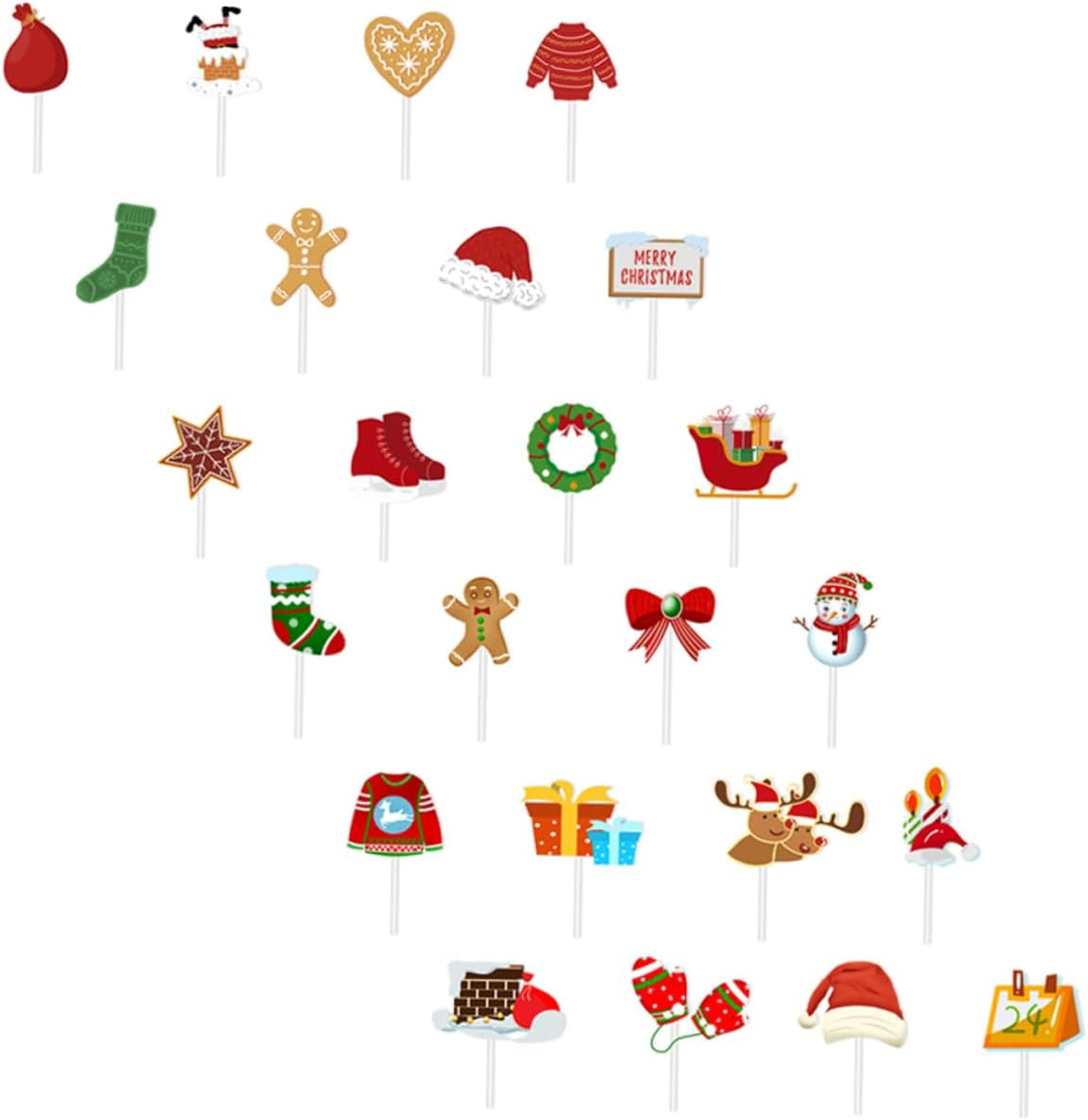 CANIGHT 2 Pack Christmas Cake Decorations Birthday Cake Inserts 24Pcs Xmas Themed Cupcake Toppers Festive Cake Baking Accessories image number 1